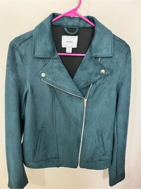 Old Navy Teal Faux Suede Moto Jacket - Women